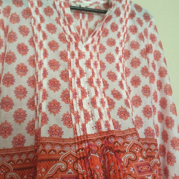 TALBOTS top colorful blouse with lightweight designs printed long sleeve size‎ M - Picture 10 of 13